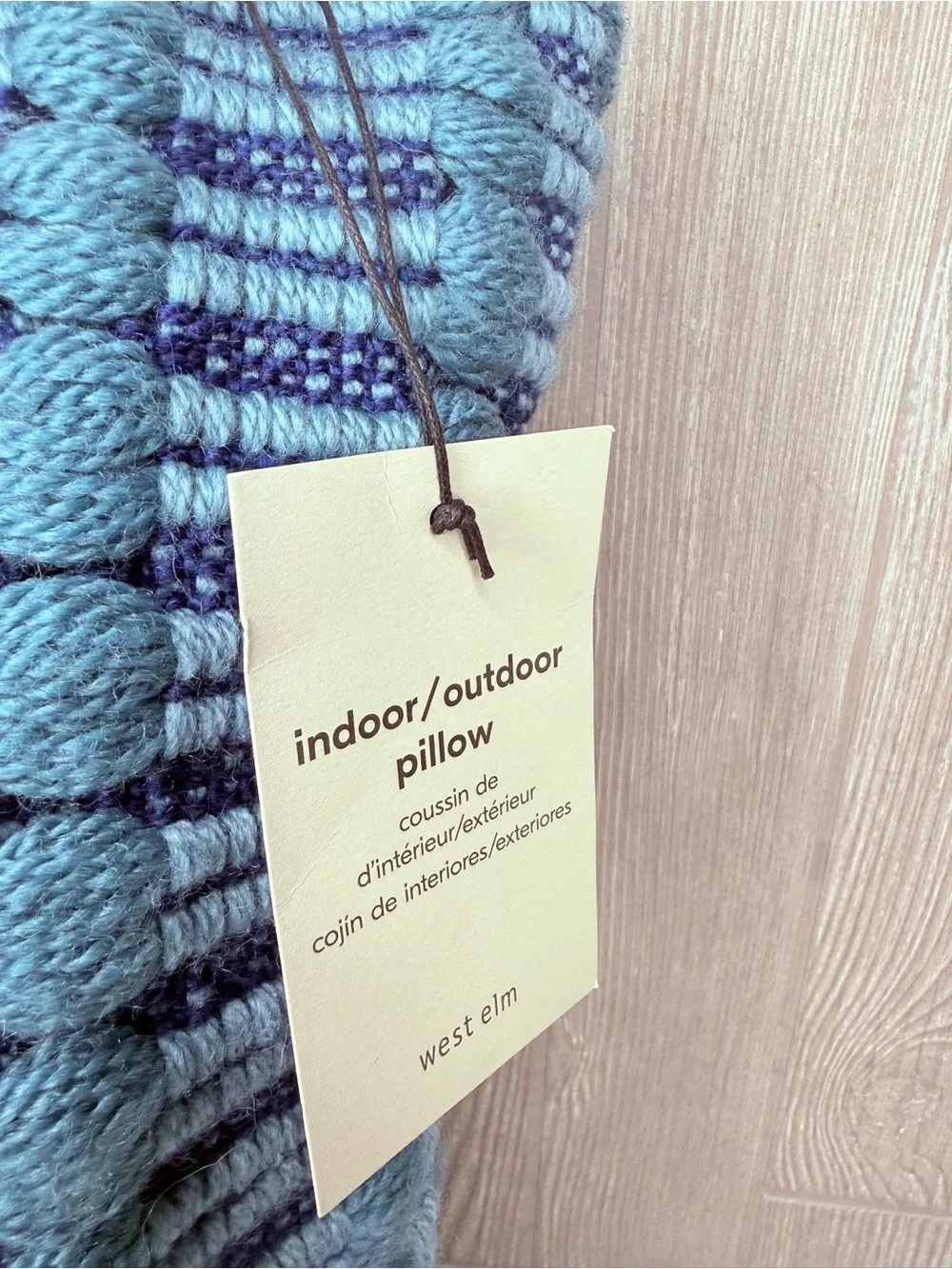 NWT west elm Chunky Linear indoor outdoor blue / green/ teal color pillows 20x20